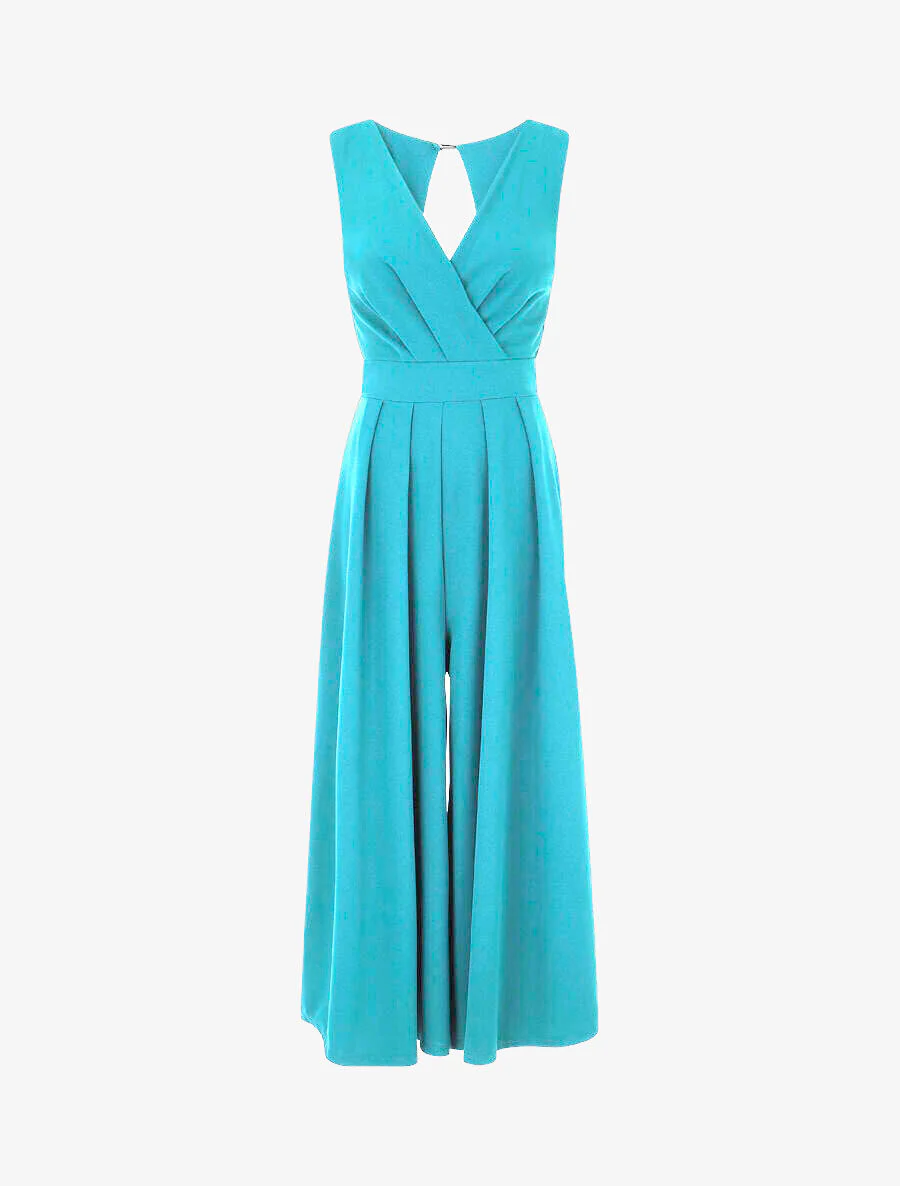 Combinaison unie dos ouvert - Turquoise