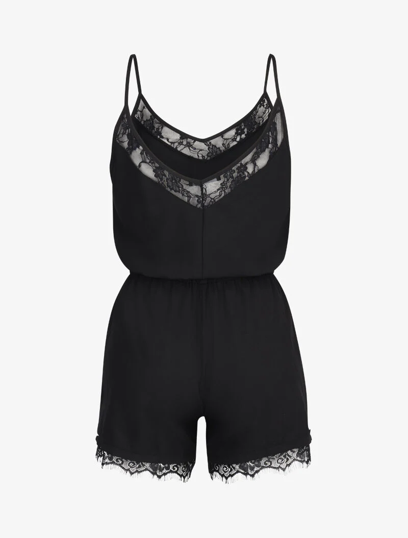 Combishort à bords dentelle - noir - Image 2
