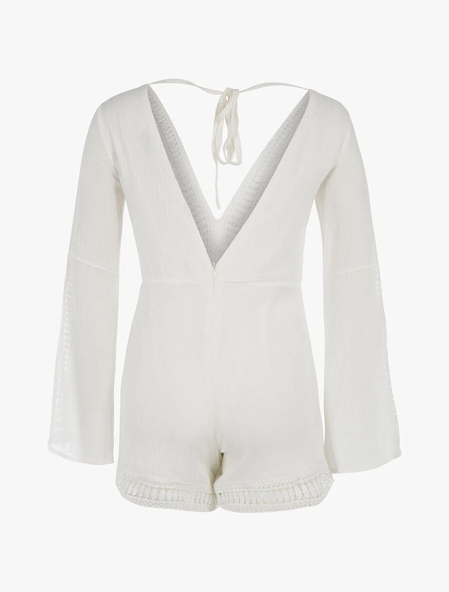 Combishort à bordure dentelle - blanc - Image 2