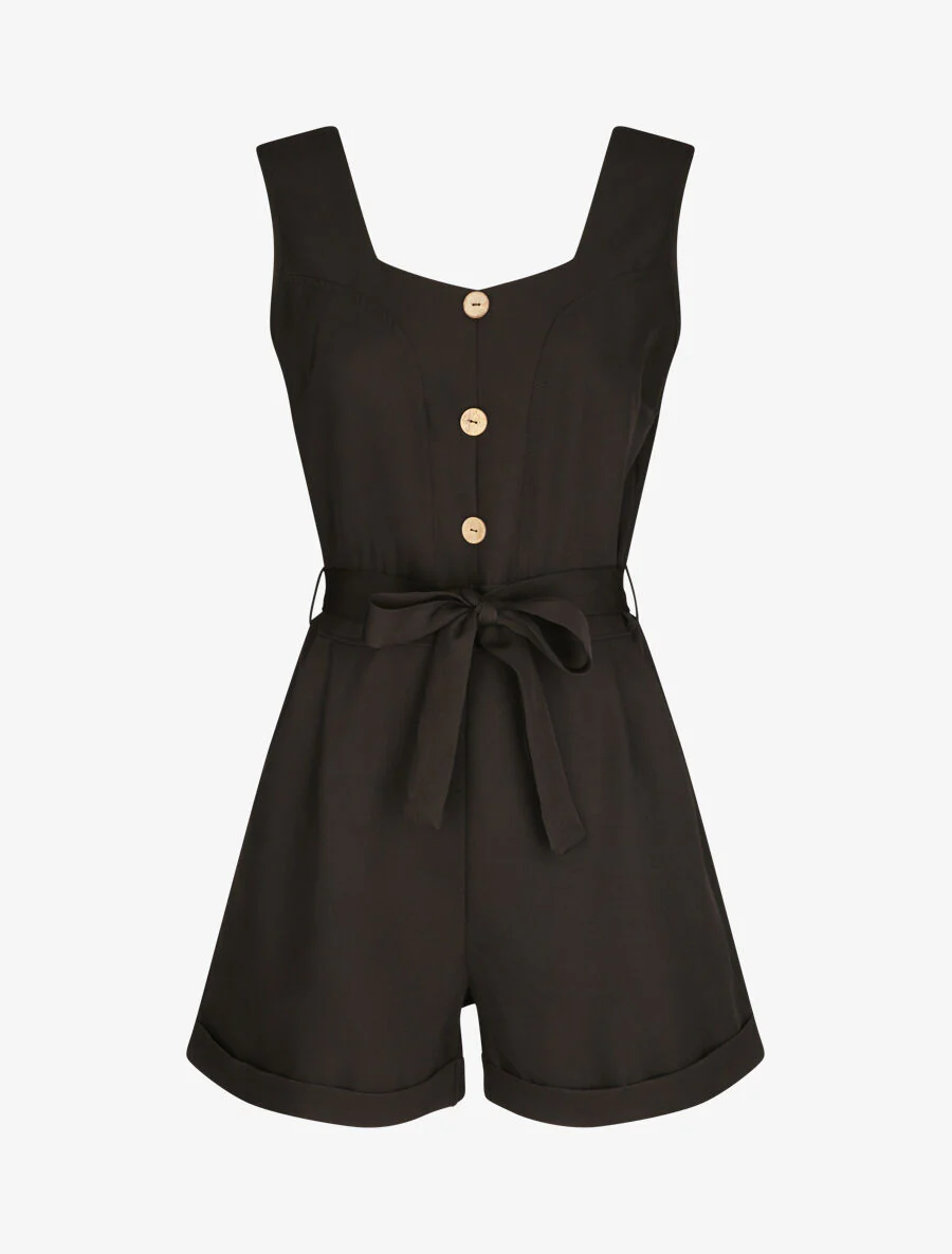 Combishort à boutons stylisés - Noir