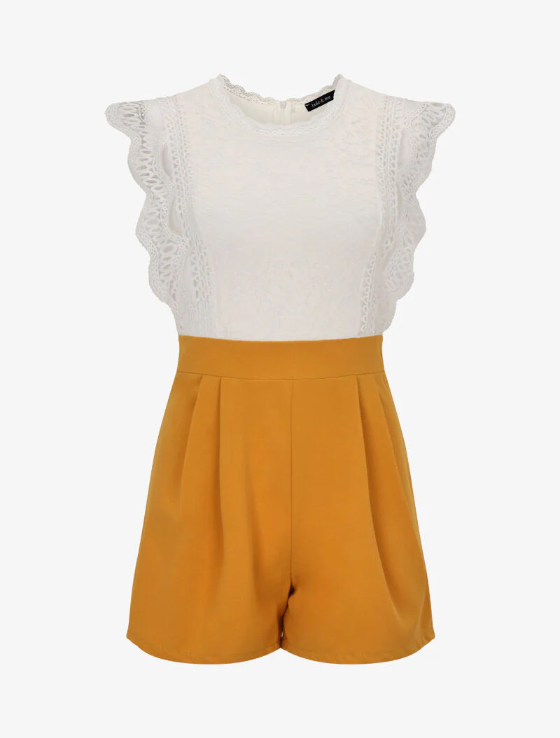 Combishort à buste en crochet - jaune