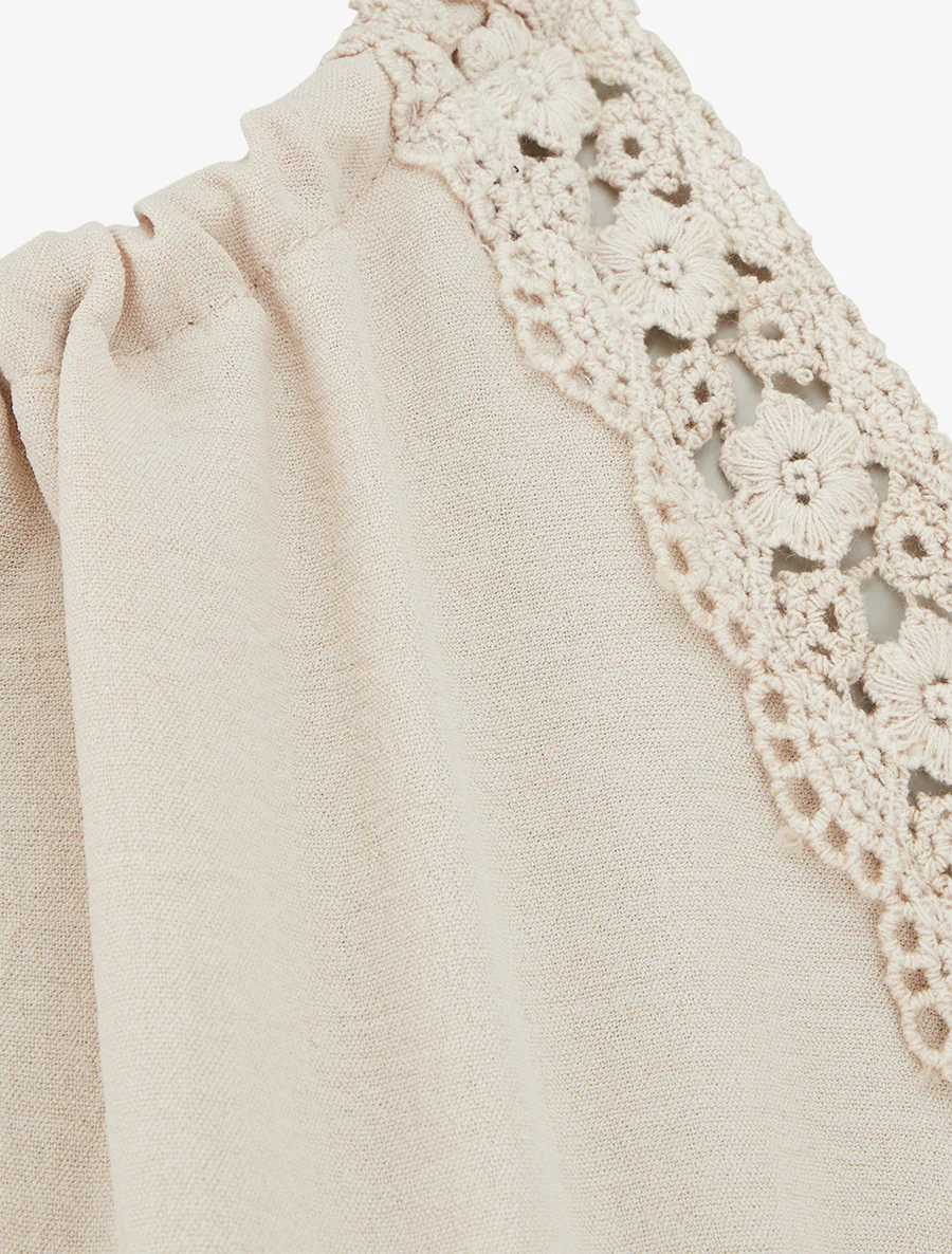 Combishort à dentelle et dos ouvert - Beige - Image 3