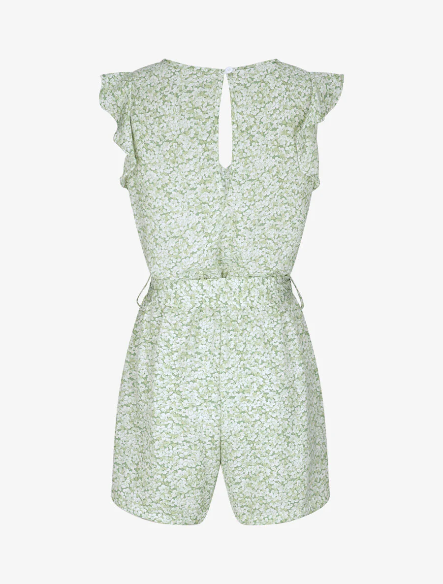 Combishort à imprimé fleuri - Vert - Image 2