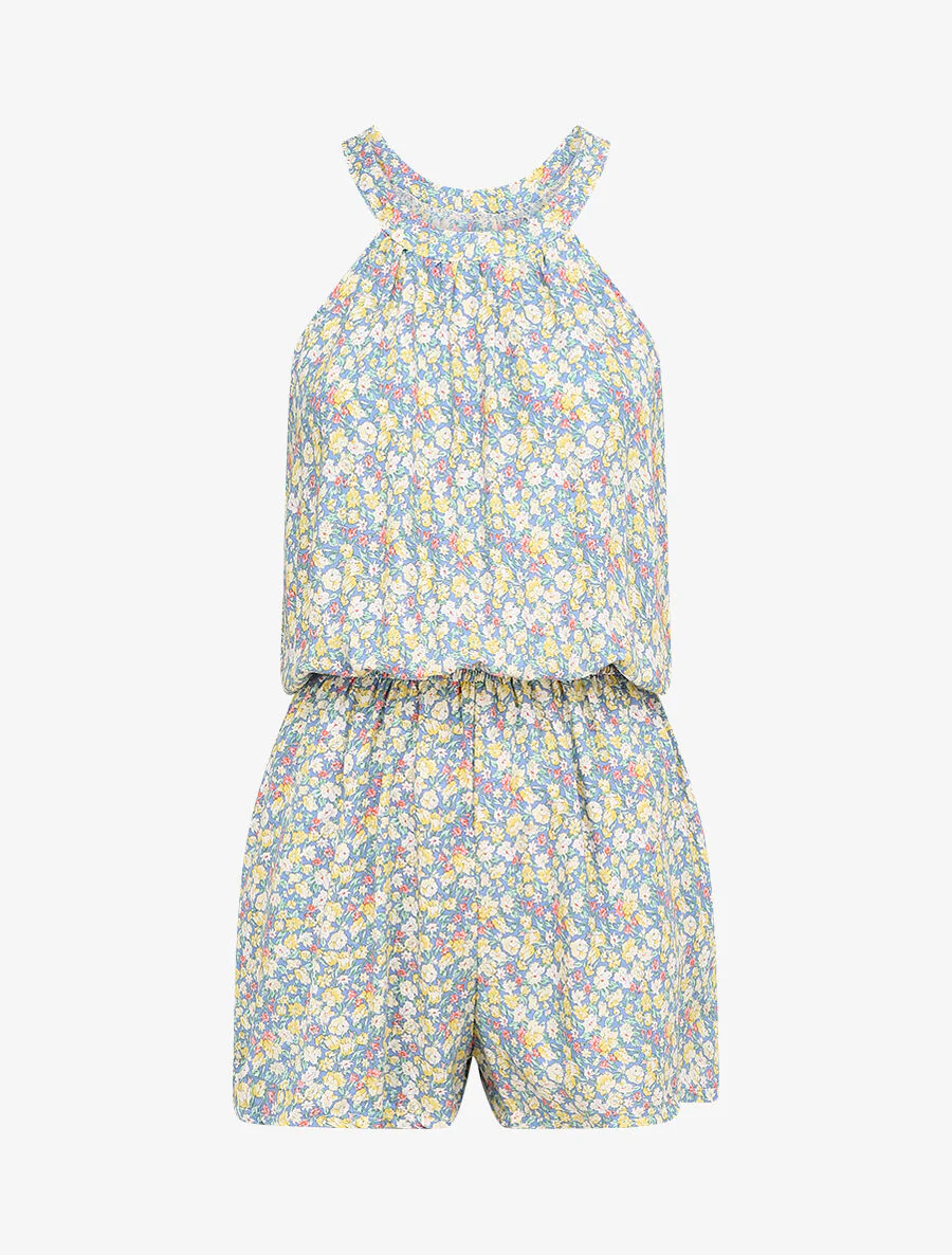 Combishort à imprimé floral - Bleu