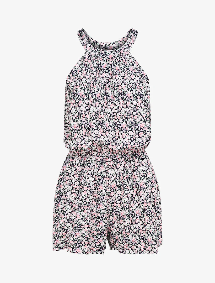 Combishort à imprimé floral - Bleu nuit
