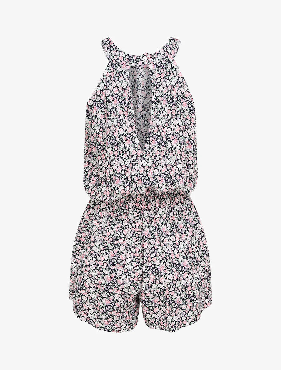 Combishort à imprimé floral - Bleu nuit - Image 2
