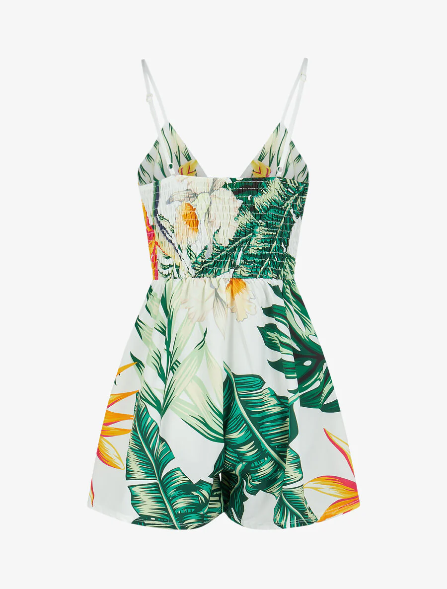 Combishort à imprimé tropical - Vert - Image 2