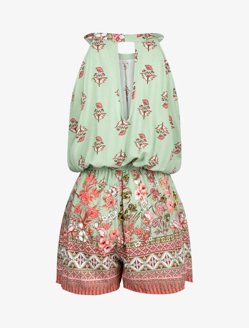 Combishort à imprimés floral et graphique - vert - Image 2