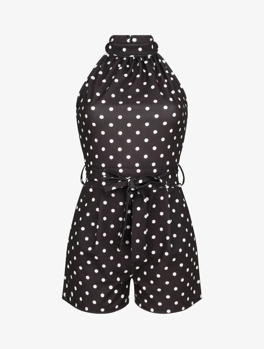 Combishort ajustée à pois - Noir