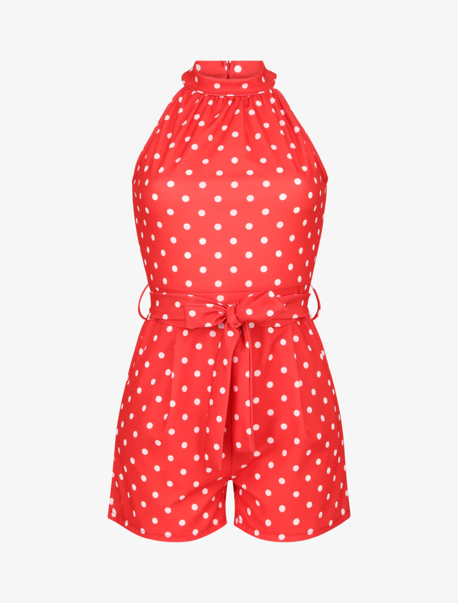 Combishort ajustée à pois - Rouge