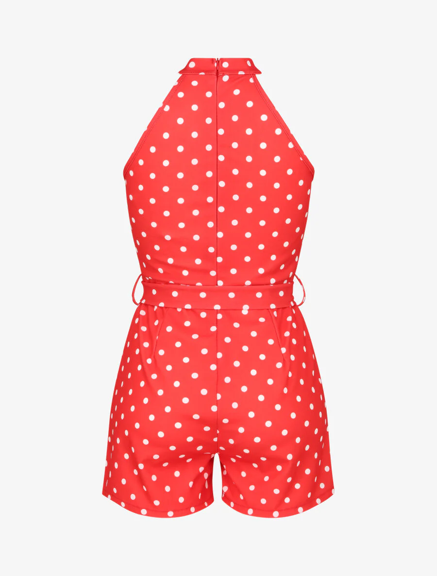 Combishort ajustée à pois - Rouge - Image 2