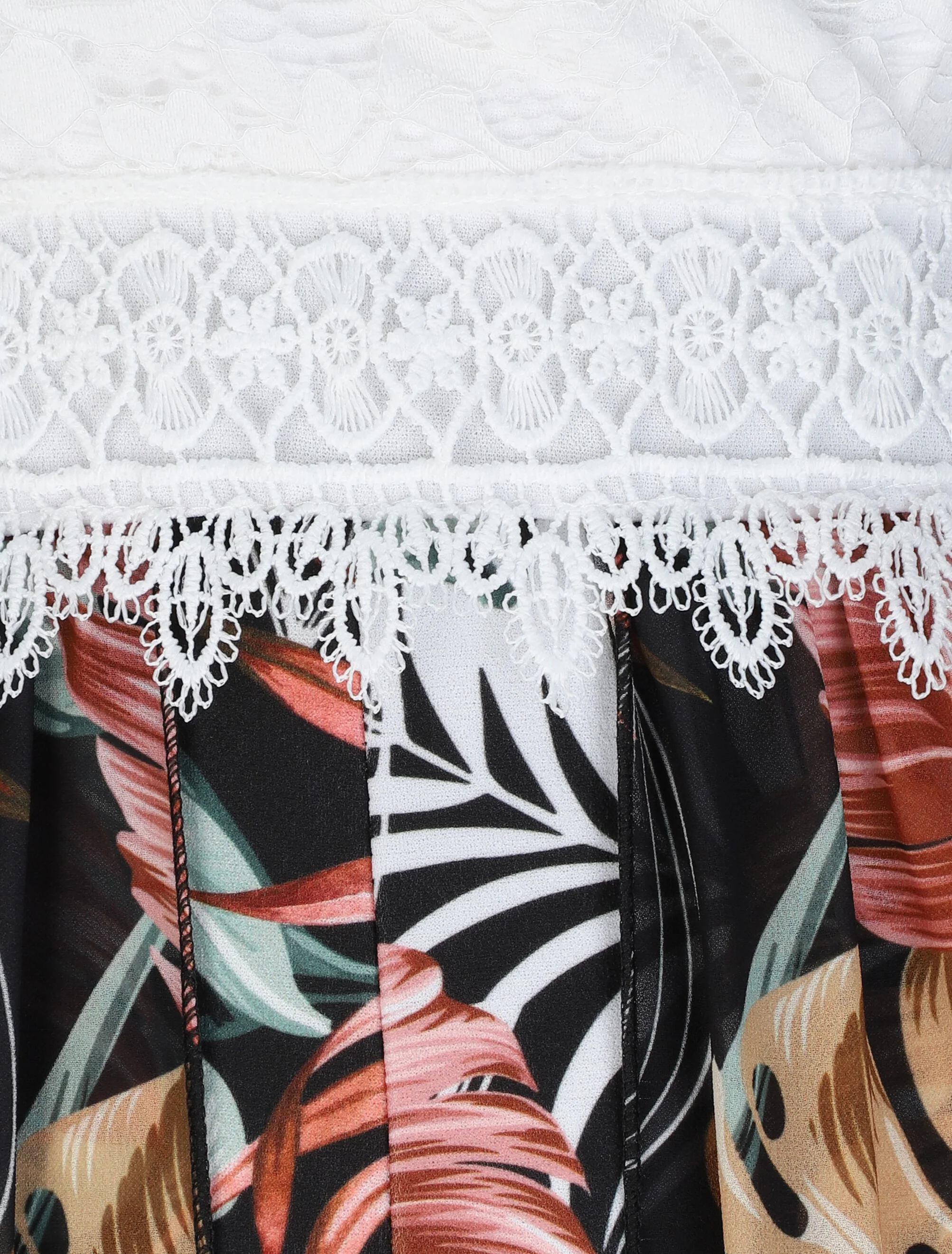 Combishort ajustée voile imprimé tropical - Noir - Image 3