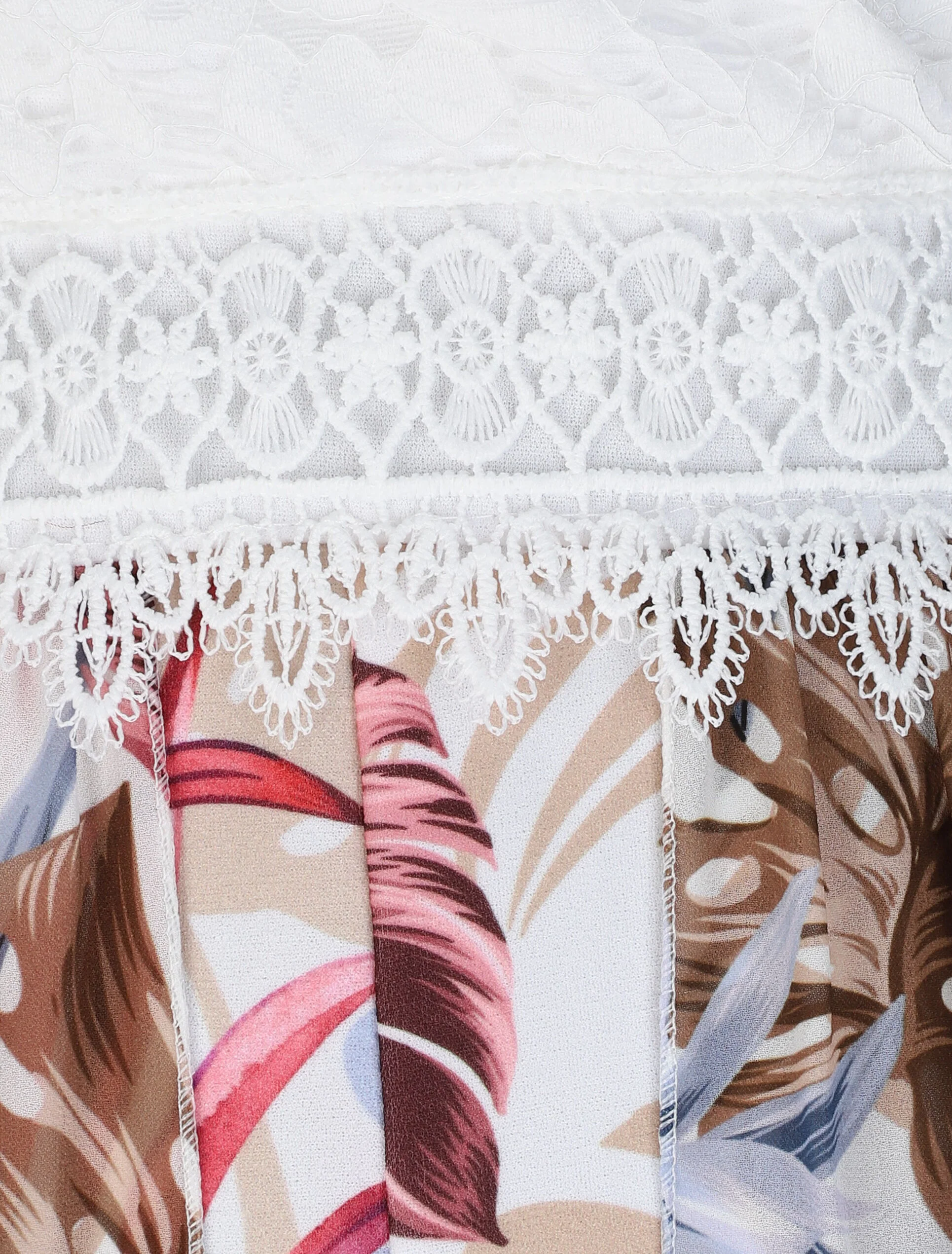 Combishort ajustée voile imprimé tropical - Blanc - Image 3