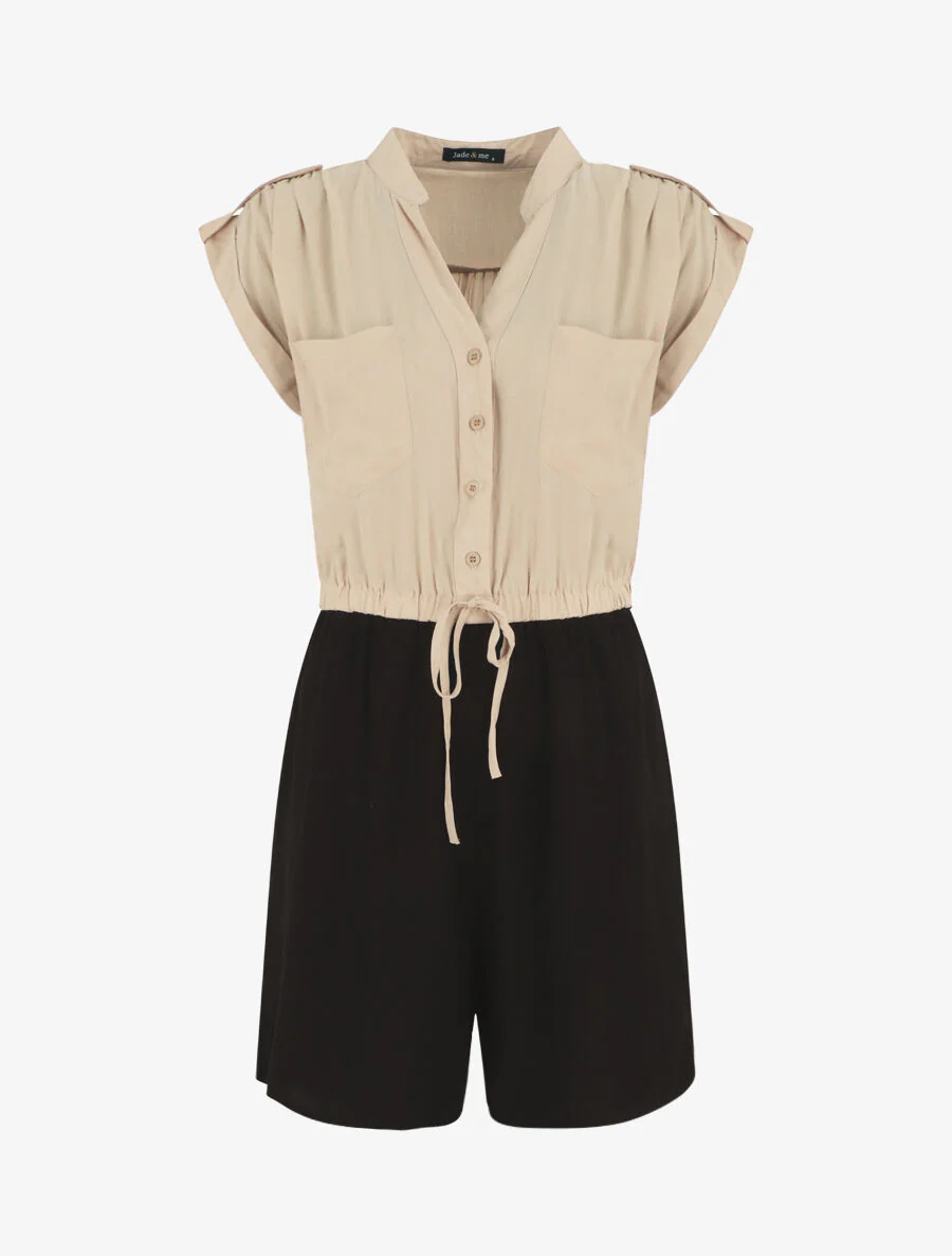 Combishort bicolore fluide - Beige