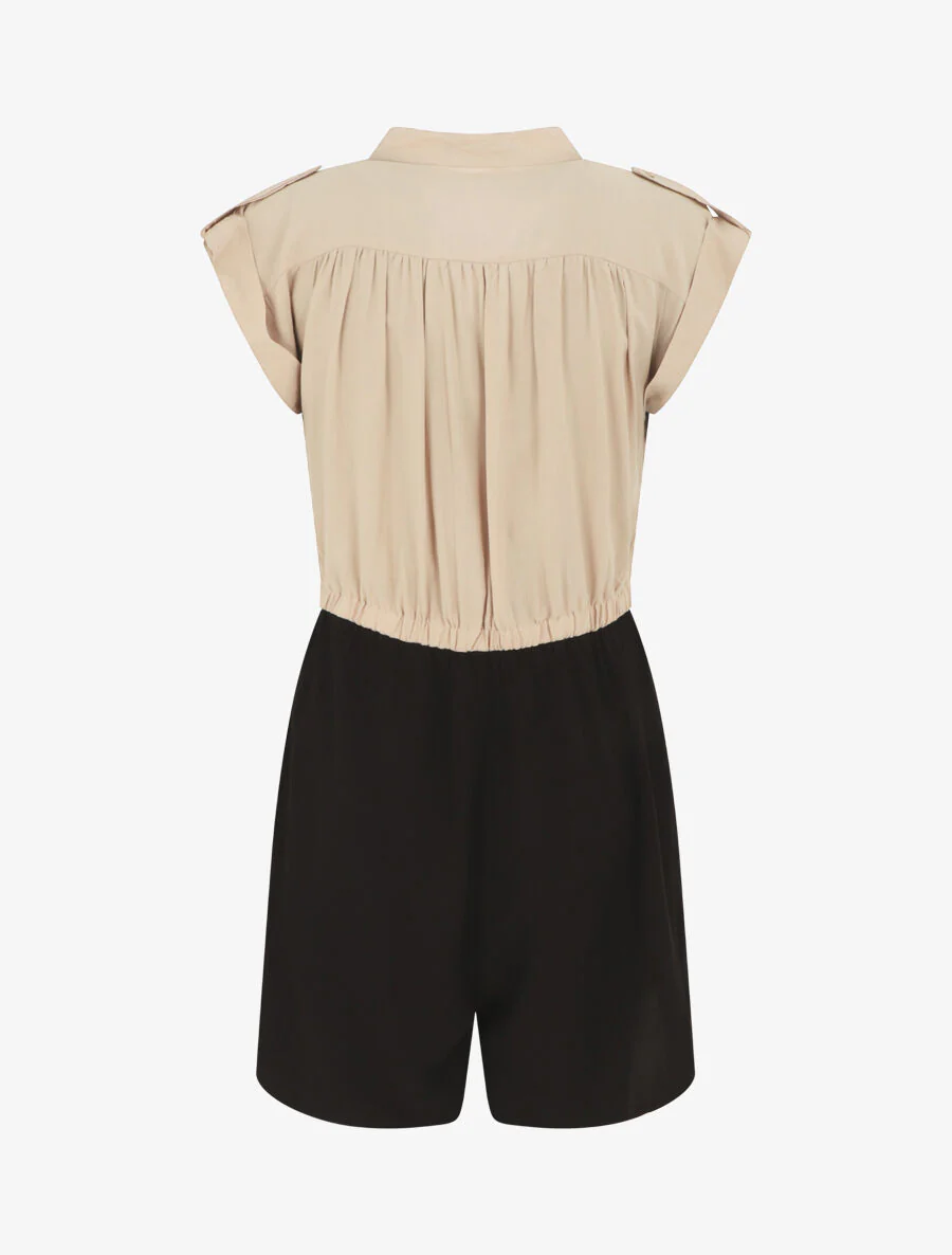 Combishort bicolore fluide - Beige - Image 2