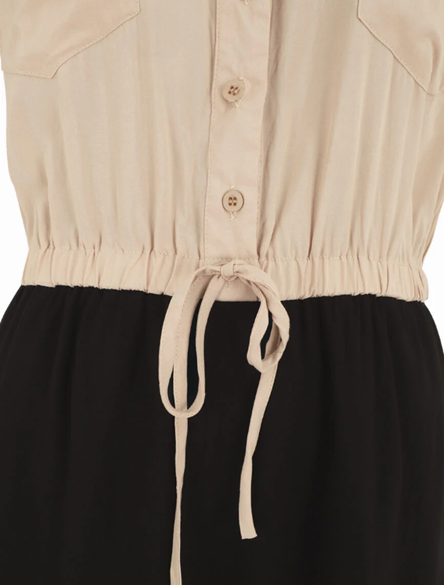 Combishort bicolore fluide - Beige - Image 3