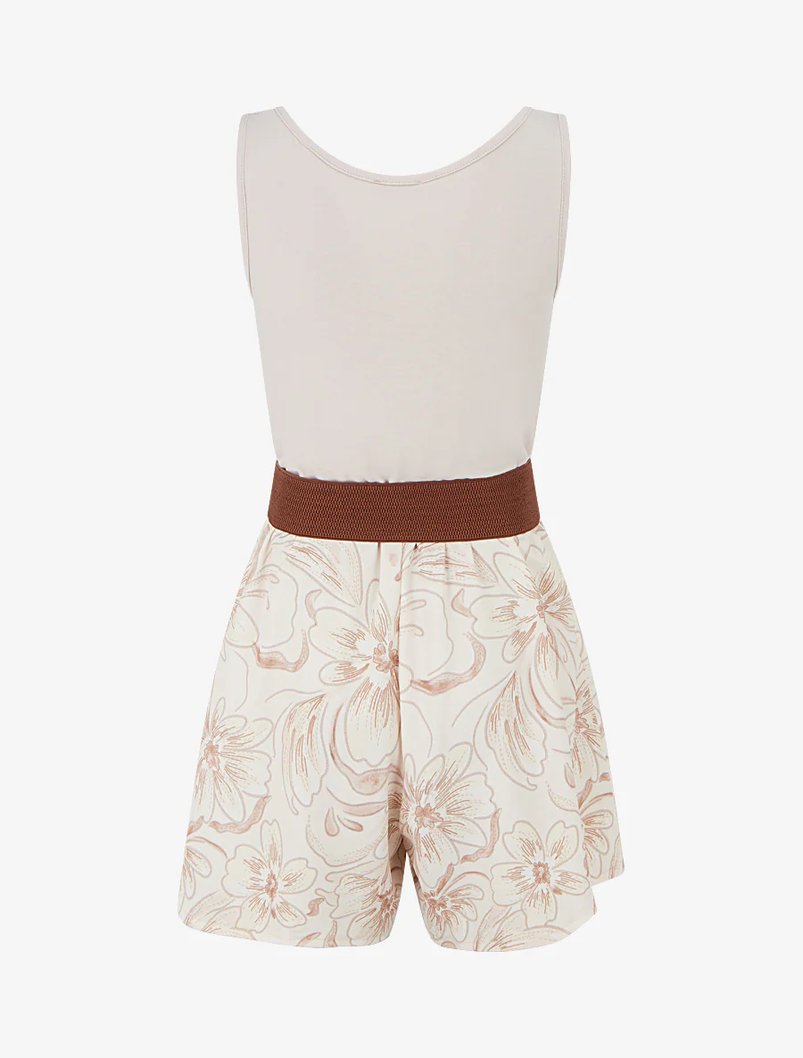 Combishort ceinturé à imprimé floral - Taupe - Image 2