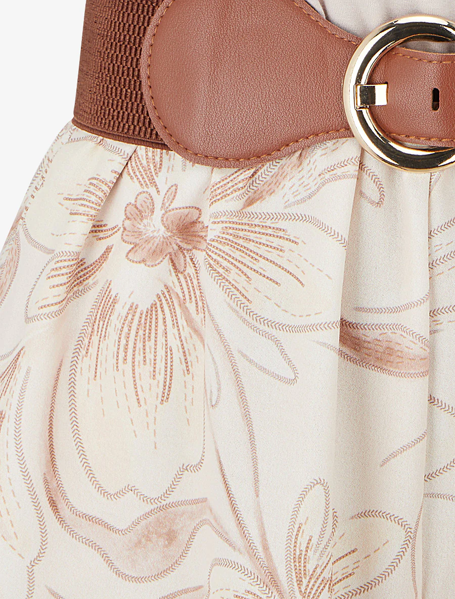 Combishort ceinturé à imprimé floral - Taupe - Image 3