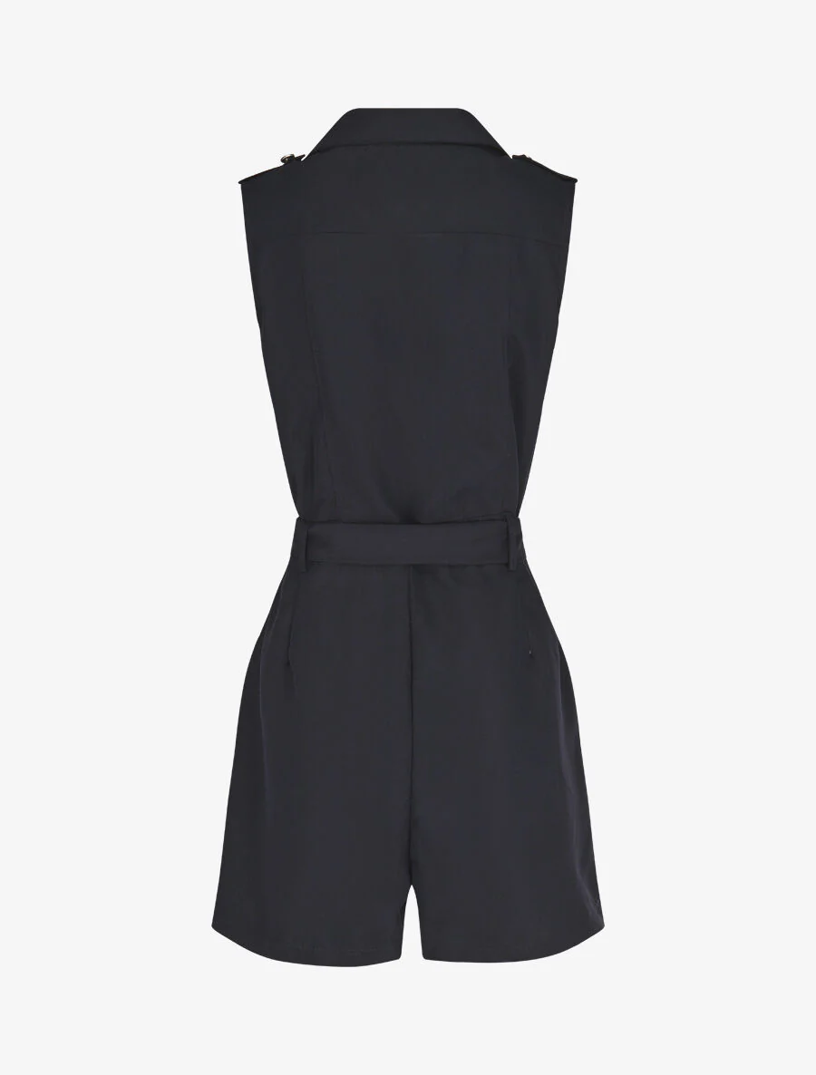 Combishort droite uni sans manches - Marine - Image 2