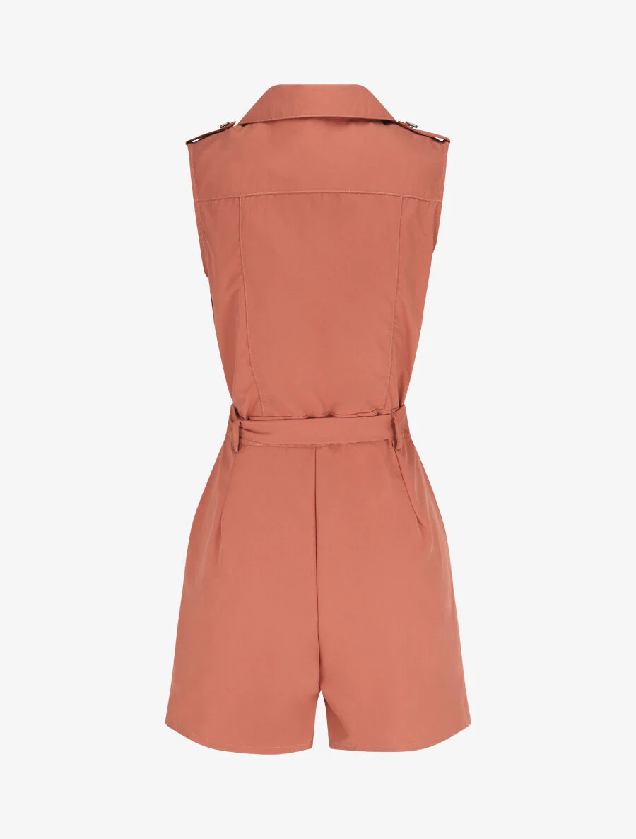 Combishort droite uni sans manches - Vieux rose - Image 2