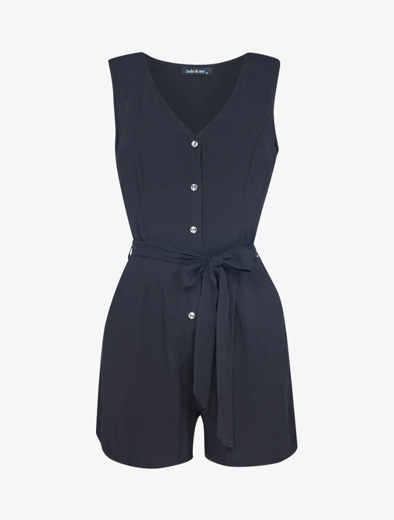 Combishort fluide à boutonnière argentée - noir - Image 2
