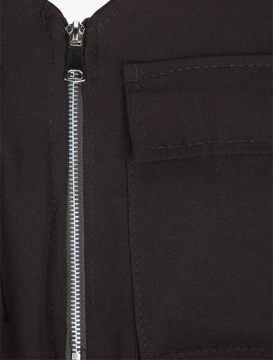 Combishort fluide unie à col zippé - Noir - Image 3