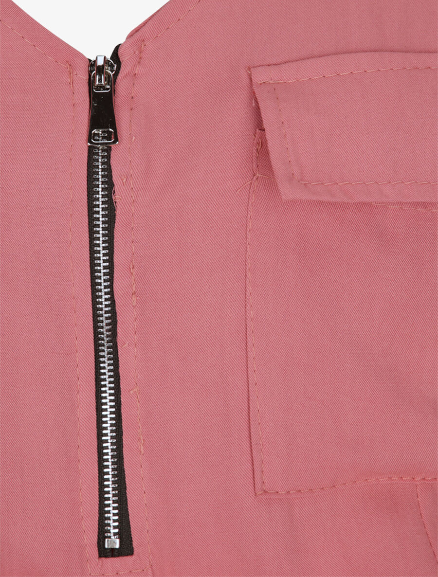 Combishort fluide unie à col zippé - Rose - Image 3