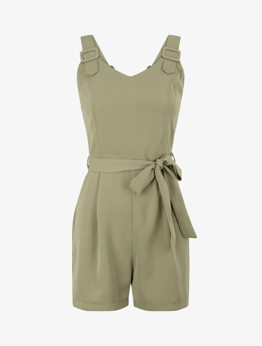 Combishort fluide unie - Kaki