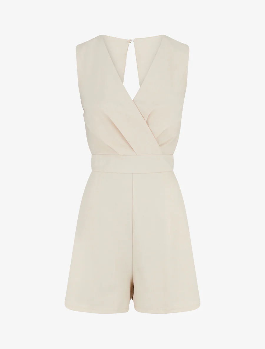 Combishort sans manches à dos ouvert - Beige