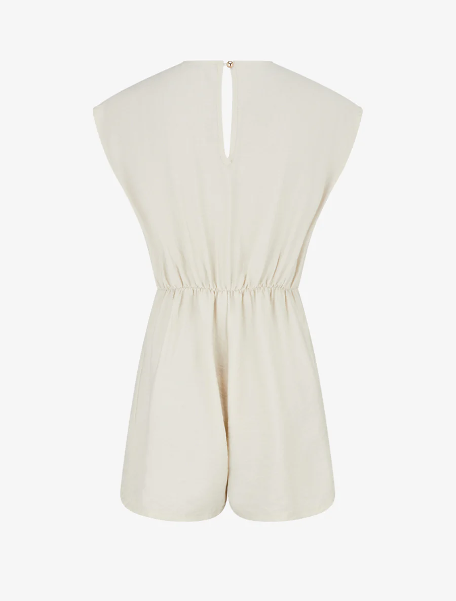 Combishort style robe portefeuille à broche - Beige - Image 2