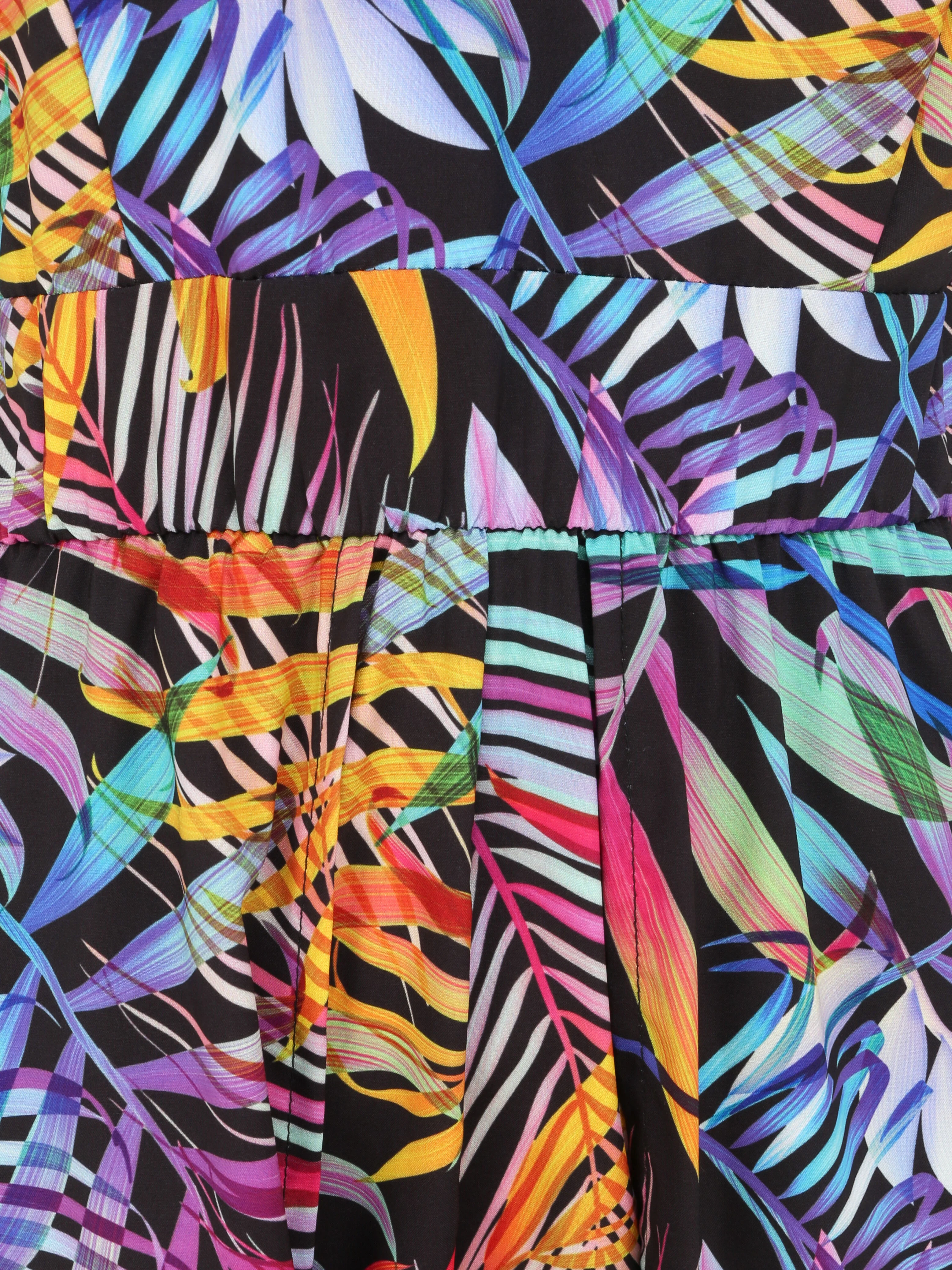 Combishort trompe l'oeil imprimé feuilles tropicales - Noir - Image 3