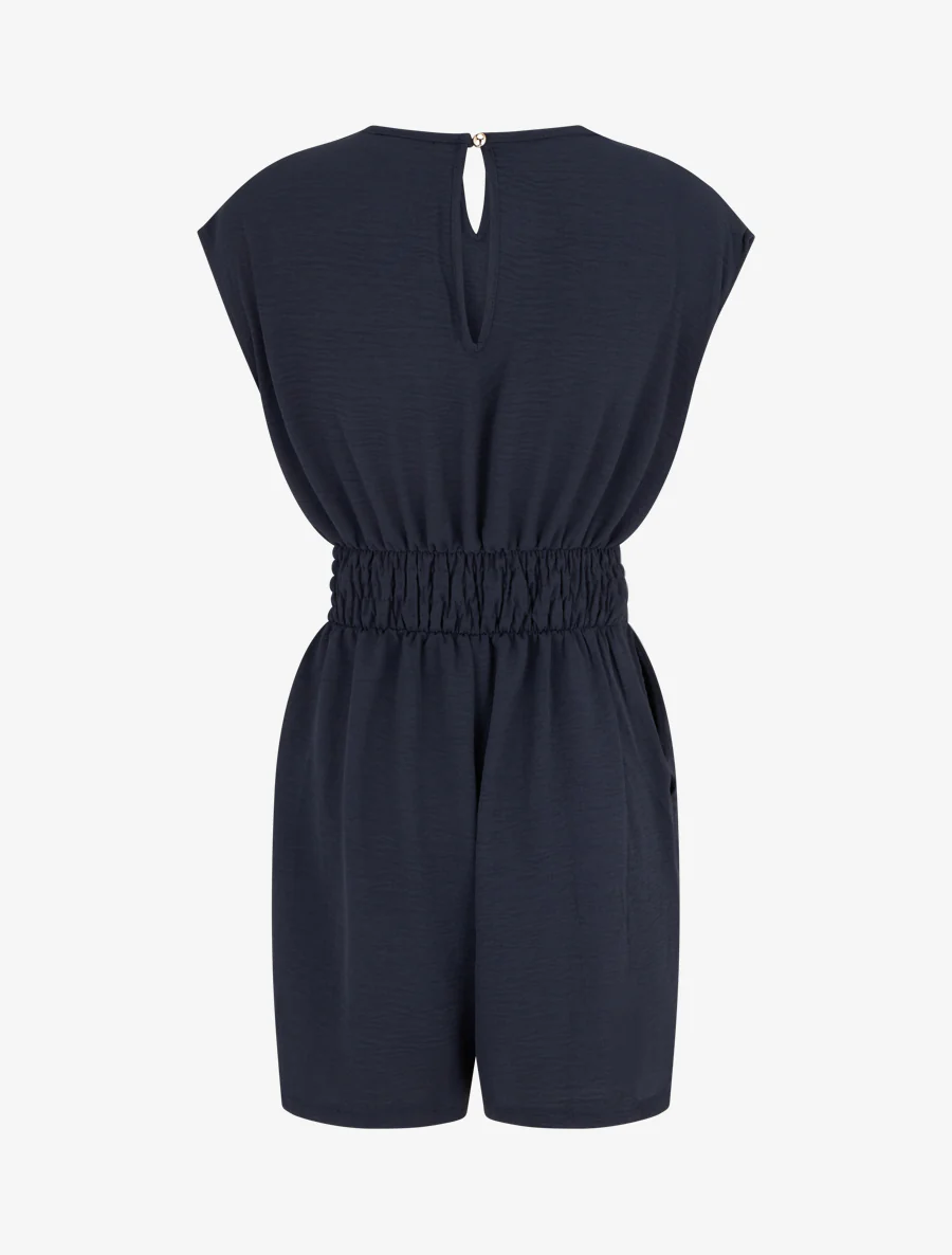 Combishort uni à empiècement bijou à la taille - Marine - Image 2