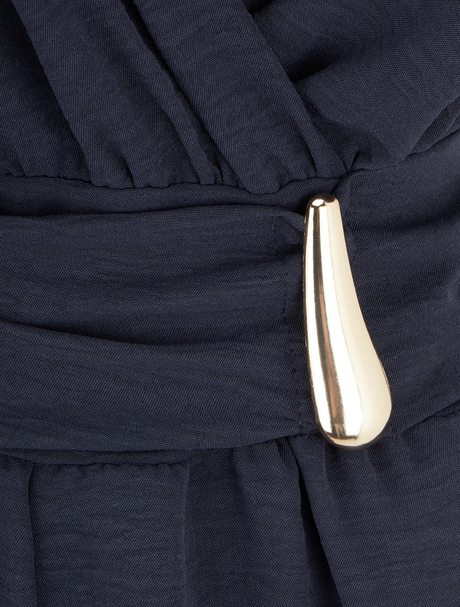 Combishort uni à empiècement bijou à la taille - Marine - Image 3