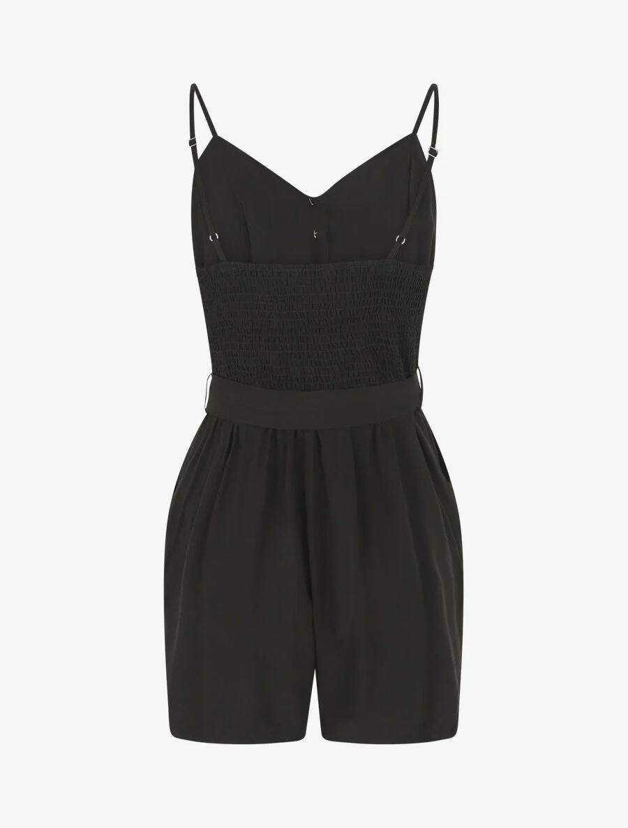 Combishort unie ceinturée - Noir - Image 2
