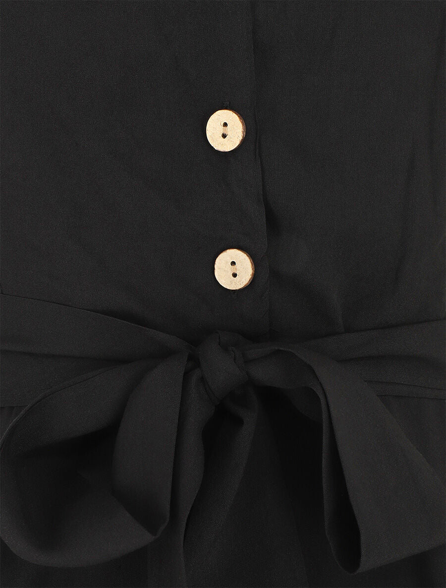 Combishort unie ceinturée - Noir - Image 3
