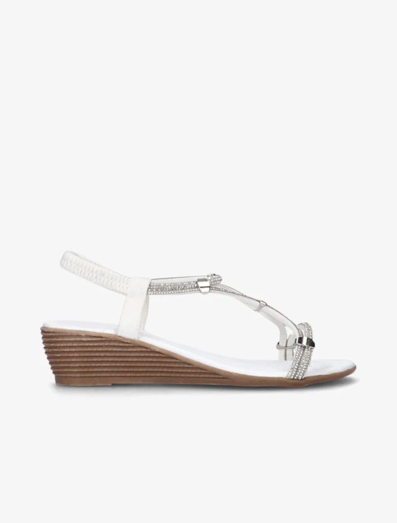 Compensées à lanières ornées de strass - blanc - Image 2