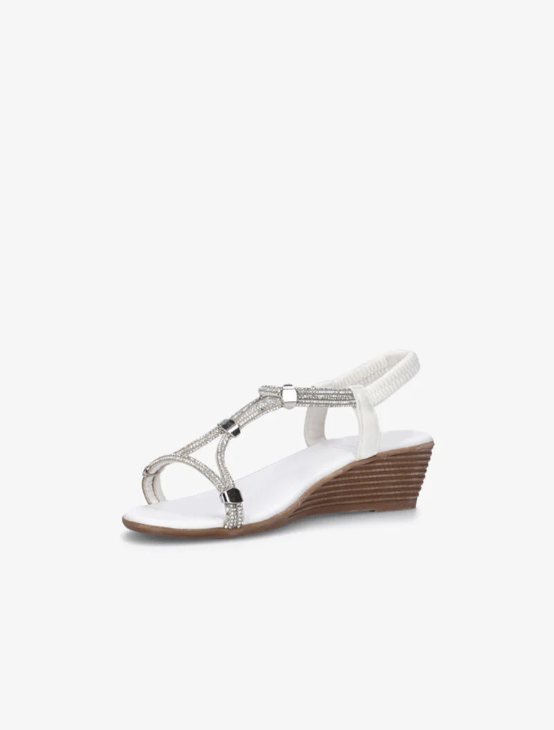 Compensées à lanières ornées de strass - blanc - Image 4