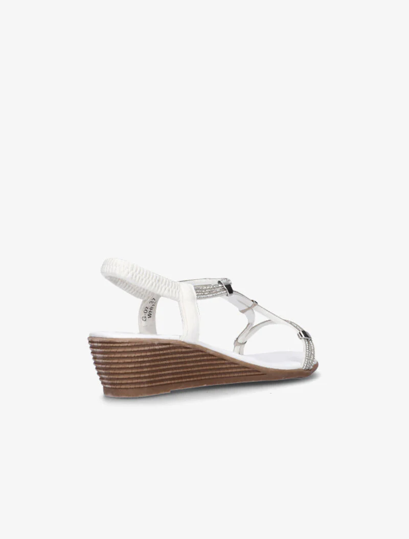 Compensées à lanières ornées de strass - blanc - Image 5