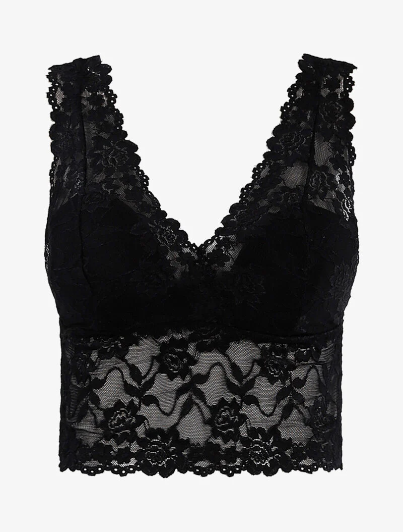 Crop top en dentelle - noir