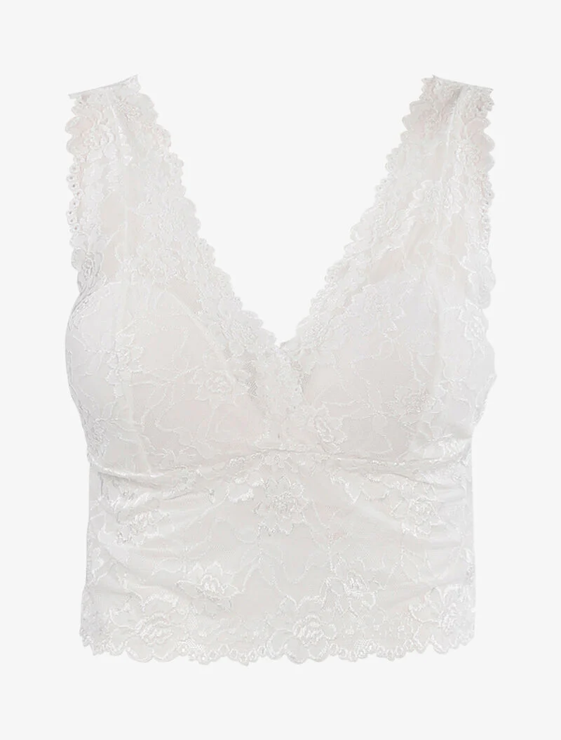 Crop top en dentelle - blanc