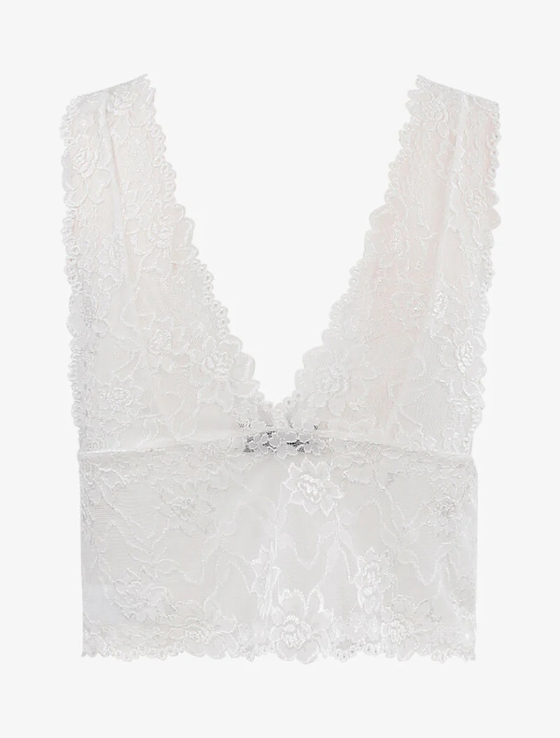 Crop top en dentelle - blanc - Image 2