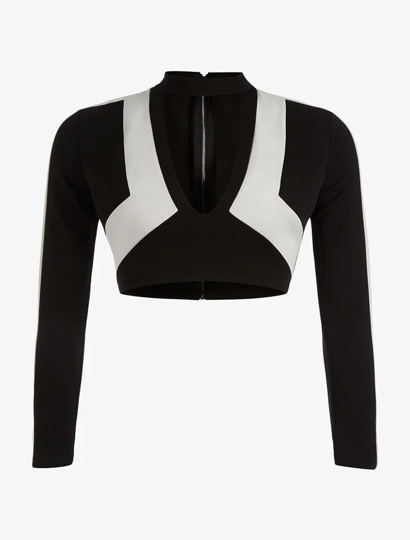 Crop-top graphique - noir/blanc