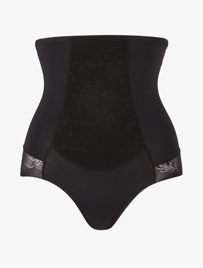 Culotte gainante à détails dentelle - noir
