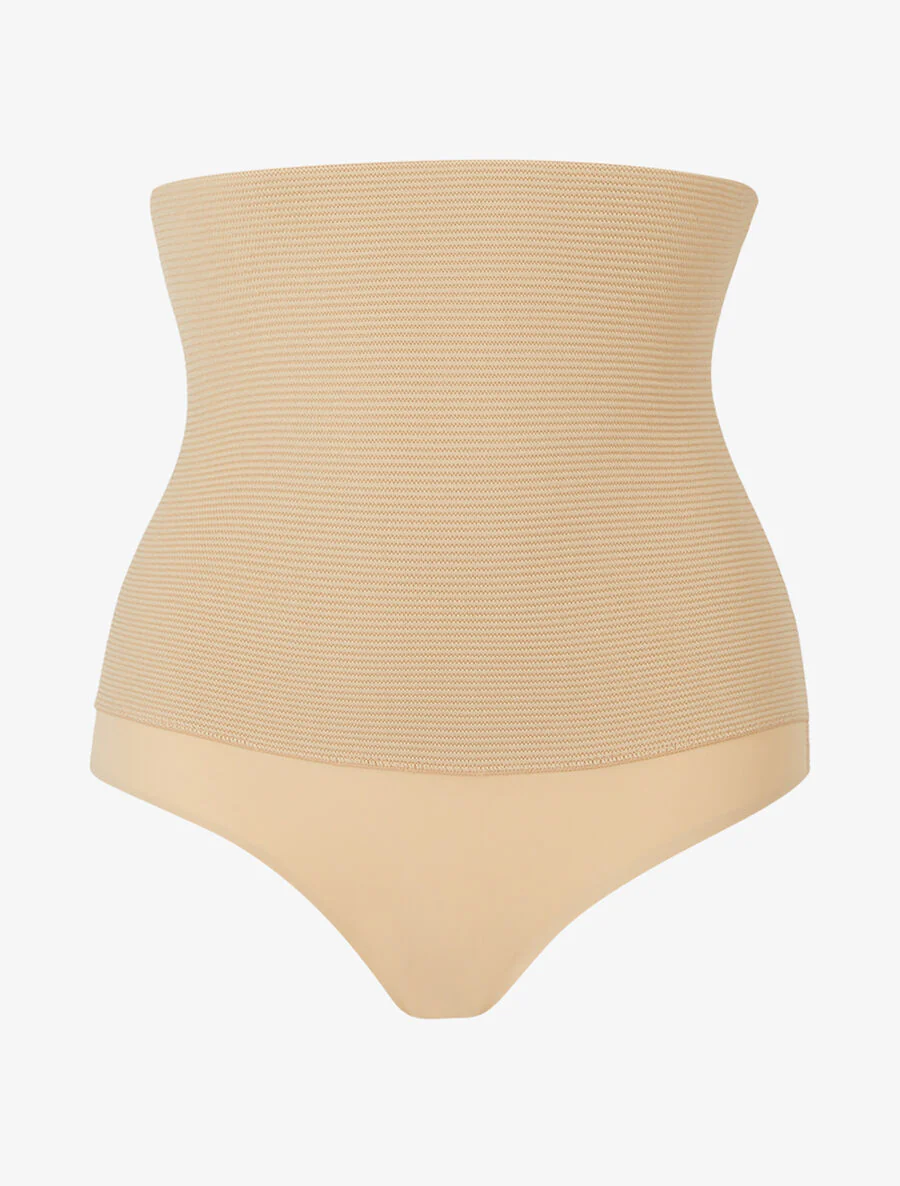 Culotte gainante à taille empire texturée - Beige