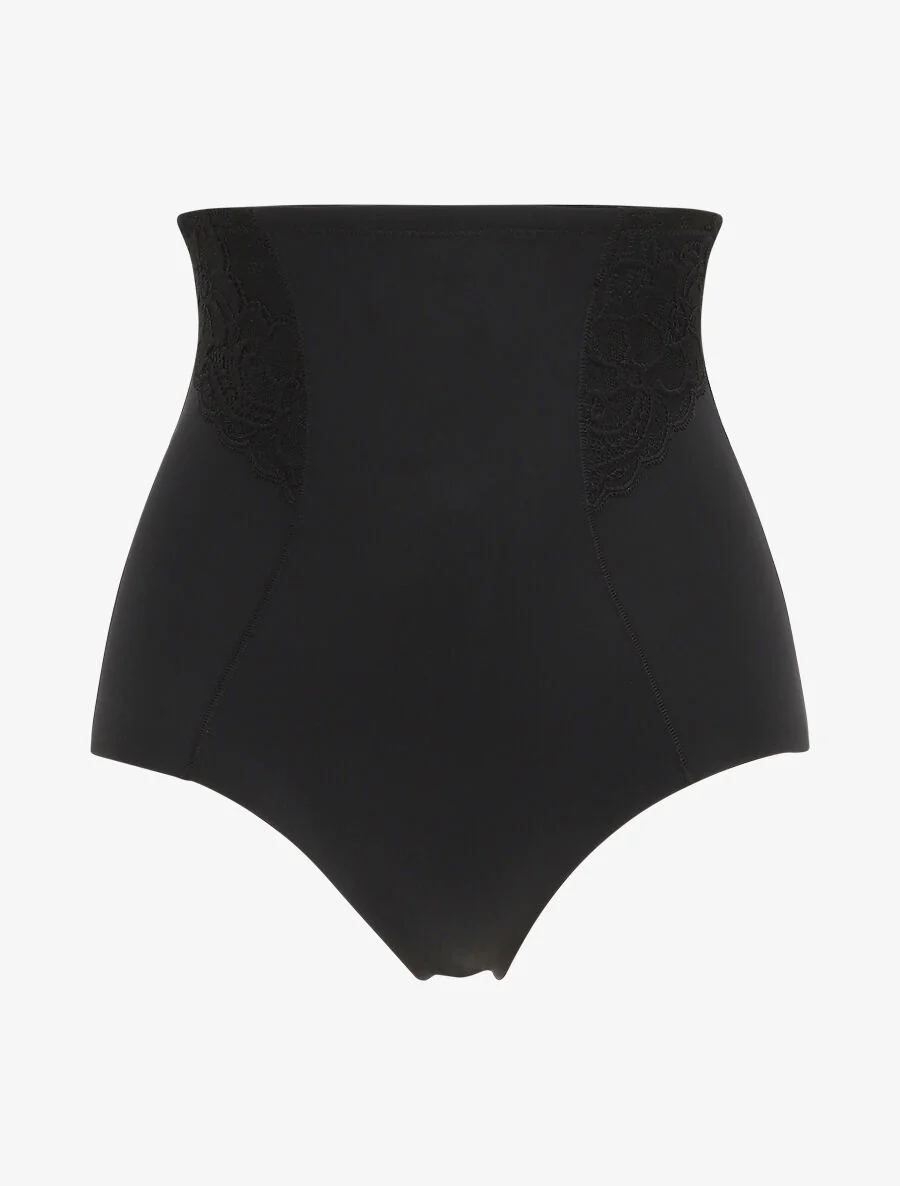 Culotte gainante taille haute en dentelle - Noir