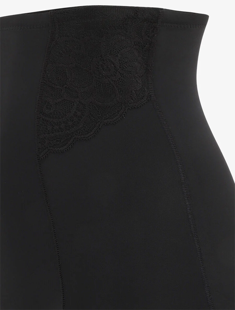 Culotte gainante taille haute en dentelle - Noir - Image 3