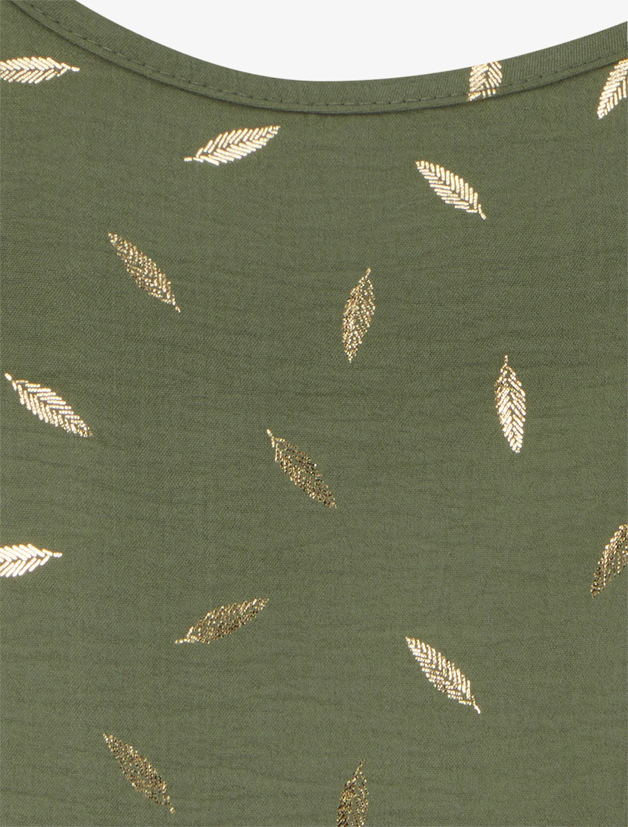 Débardeur à bretelles bijoux et imprimé plume - Kaki - Image 3
