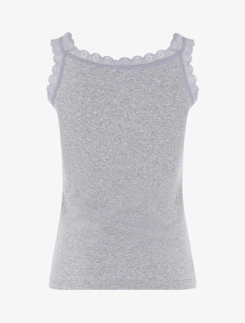 Débardeur à encolure carrée et dentelle - gris chiné - Image 2