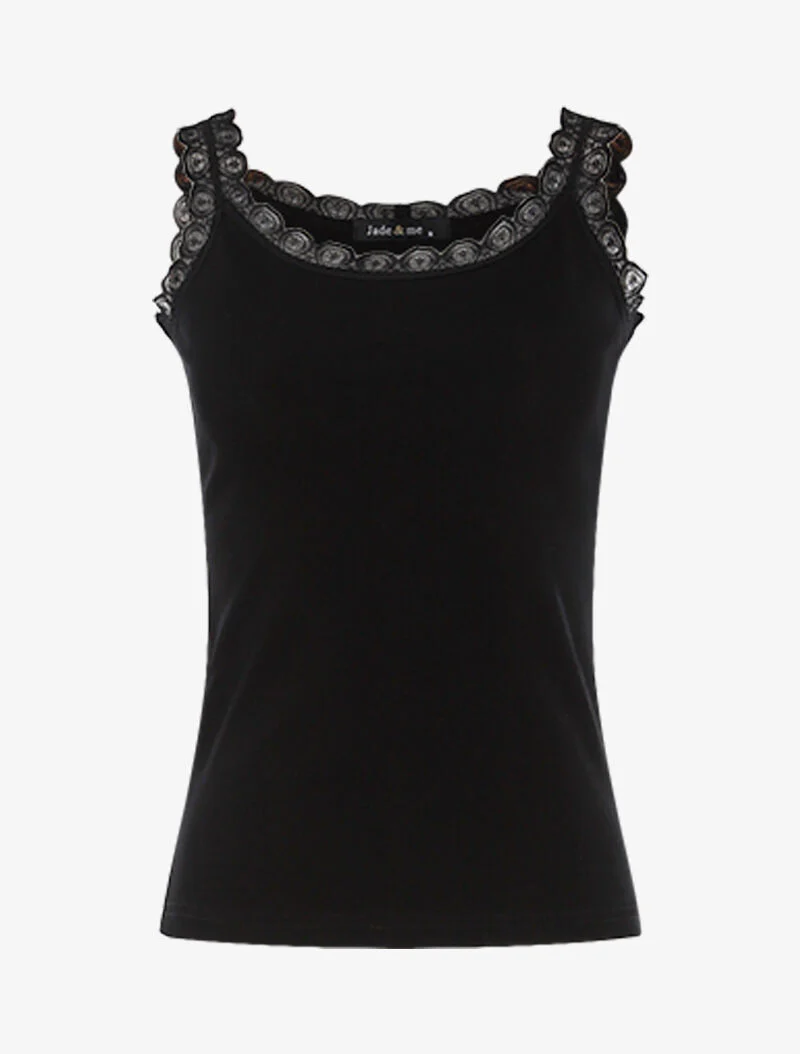 Débardeur à encolure carrée et dentelle - noir