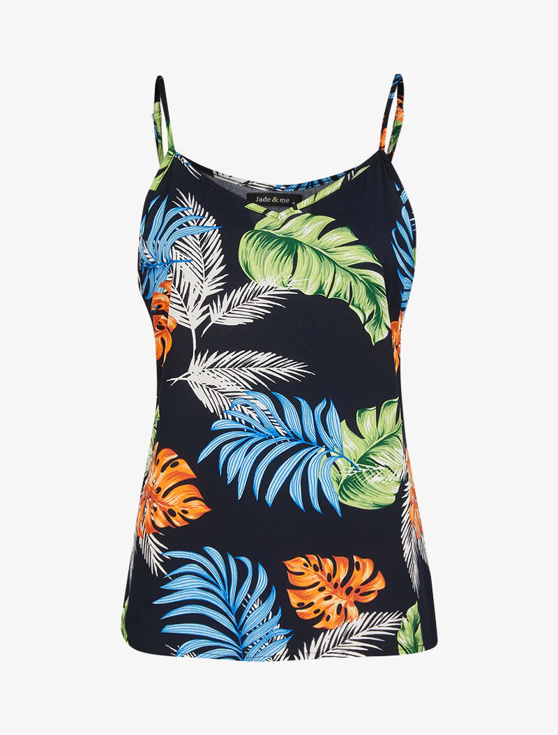 Débardeur à imprimé feuilles tropicales - marine